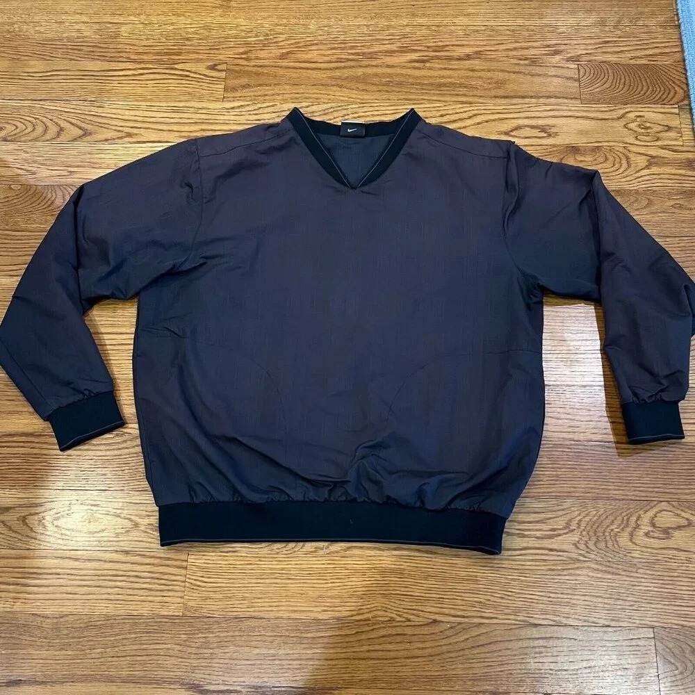 Nike‎ Golf V-neck Windbreaker Black Jacket Mens Large Pullover Long Sleeve Coat